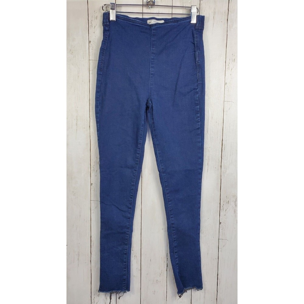 Free People Denim Jeans Jeggings Womens 26 Blue High Rise Pull On Cropped Nice!